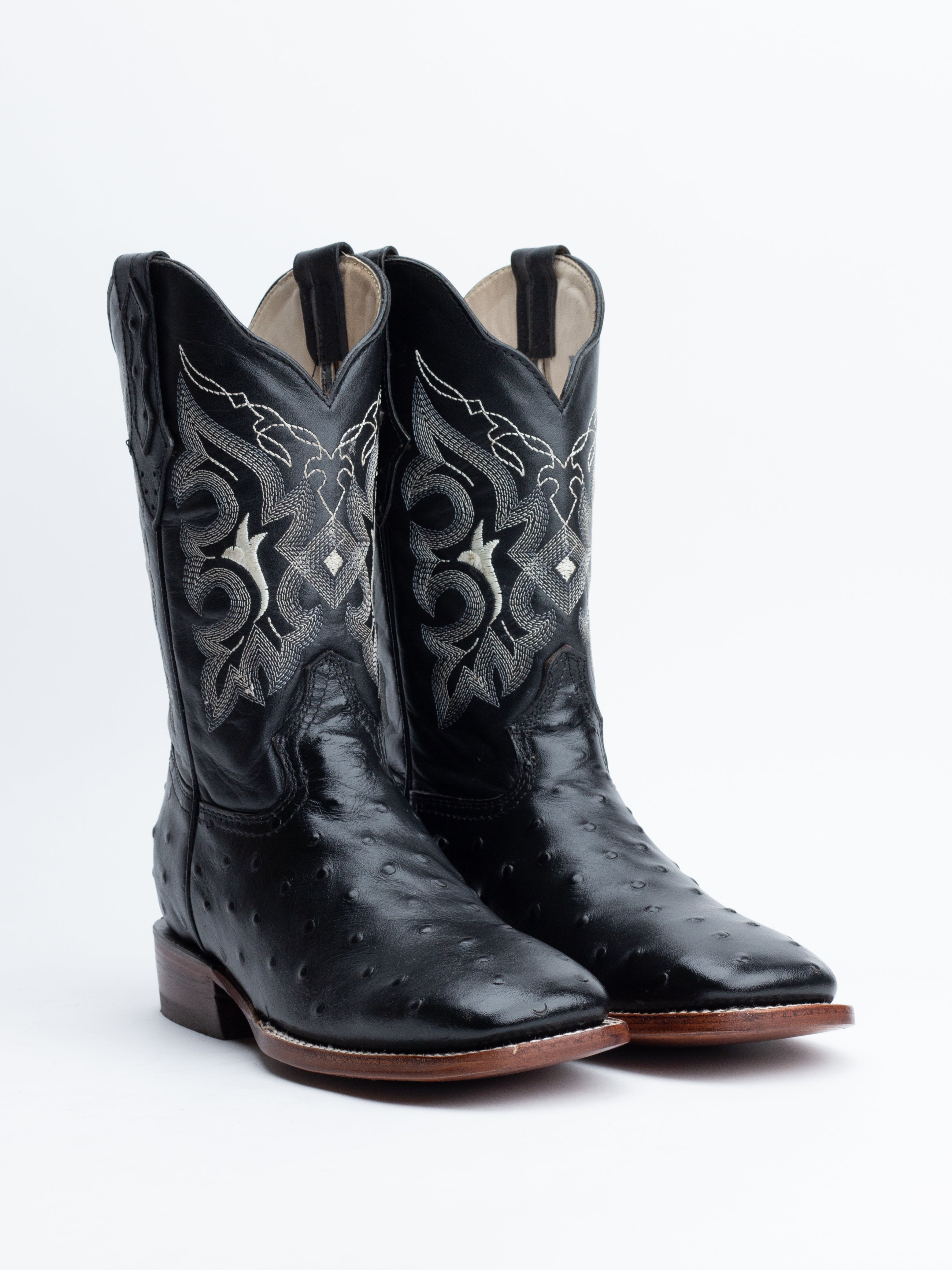 El Gran Potrillo Big Kids Faux Ostrich (Printed Cowhide) - Black