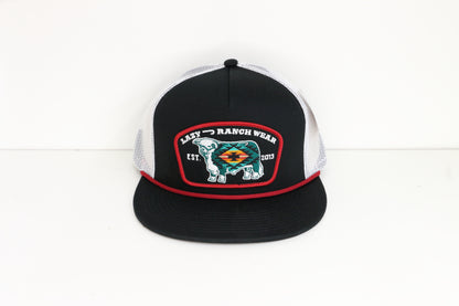 Lazy J Ranch Black & White Native Classic Rope Trucker Hat