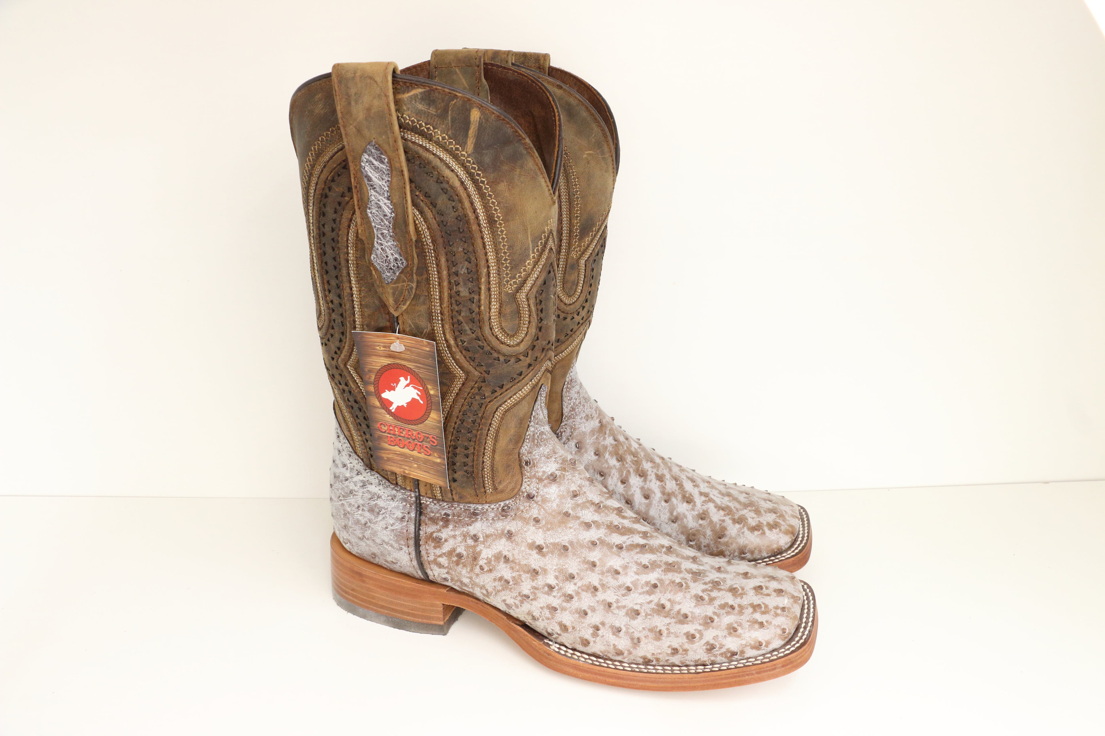 Chero's Premium Exotic Ostrich Nicotine Bone (Dark Sole)