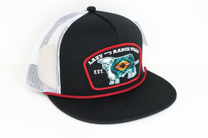 Lazy J Ranch Black & White Native Classic Rope Trucker Hat