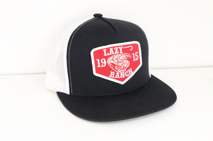 Lazy J Ranch Black & White Red Ranch Classic Five Panel Trucker