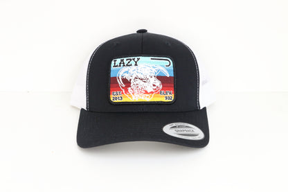 Lazy J Ranch Black & White Serape Elevation Mid Profile Trucker Hat