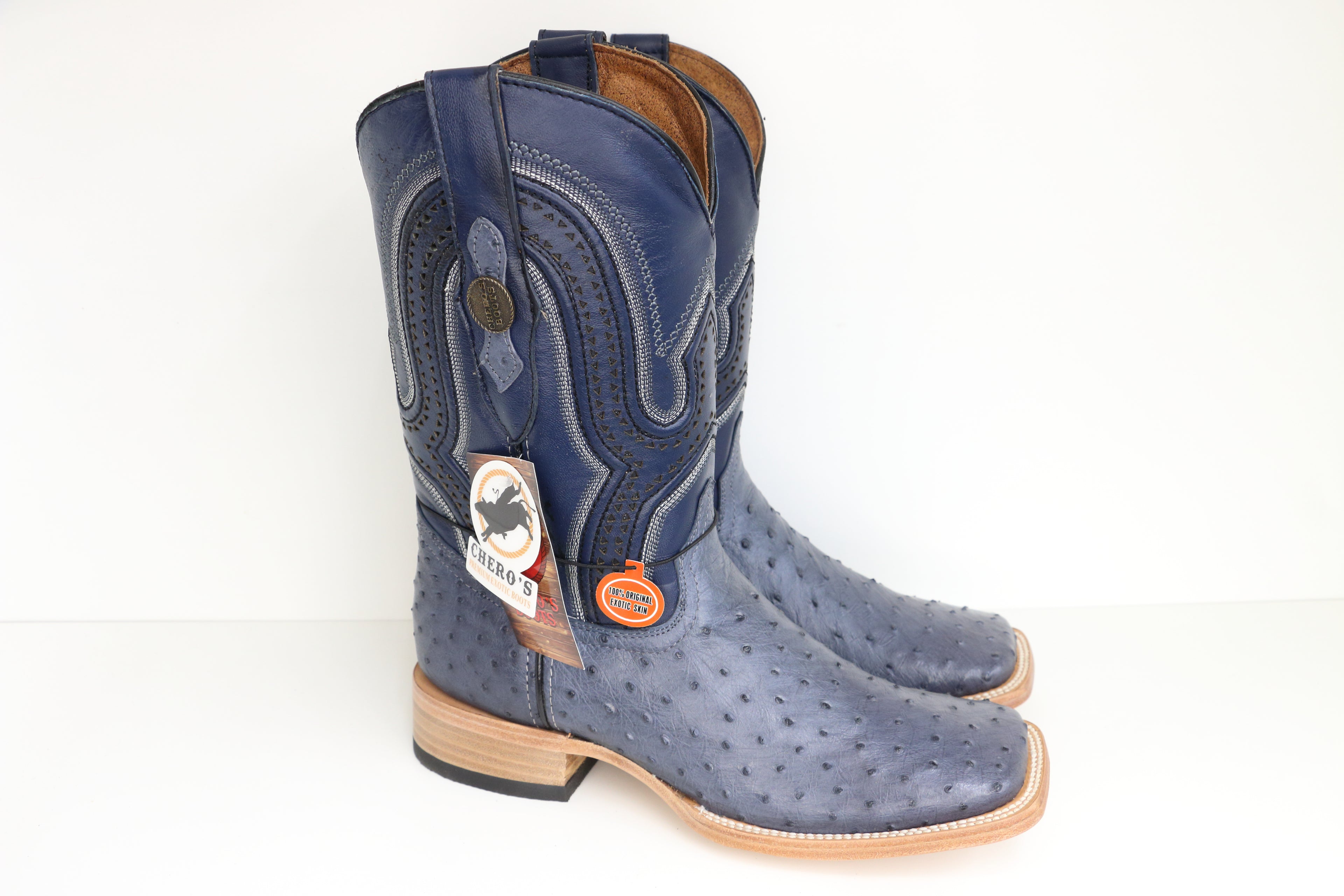 Chero's Premium Exotic Ostrich Denim Blue