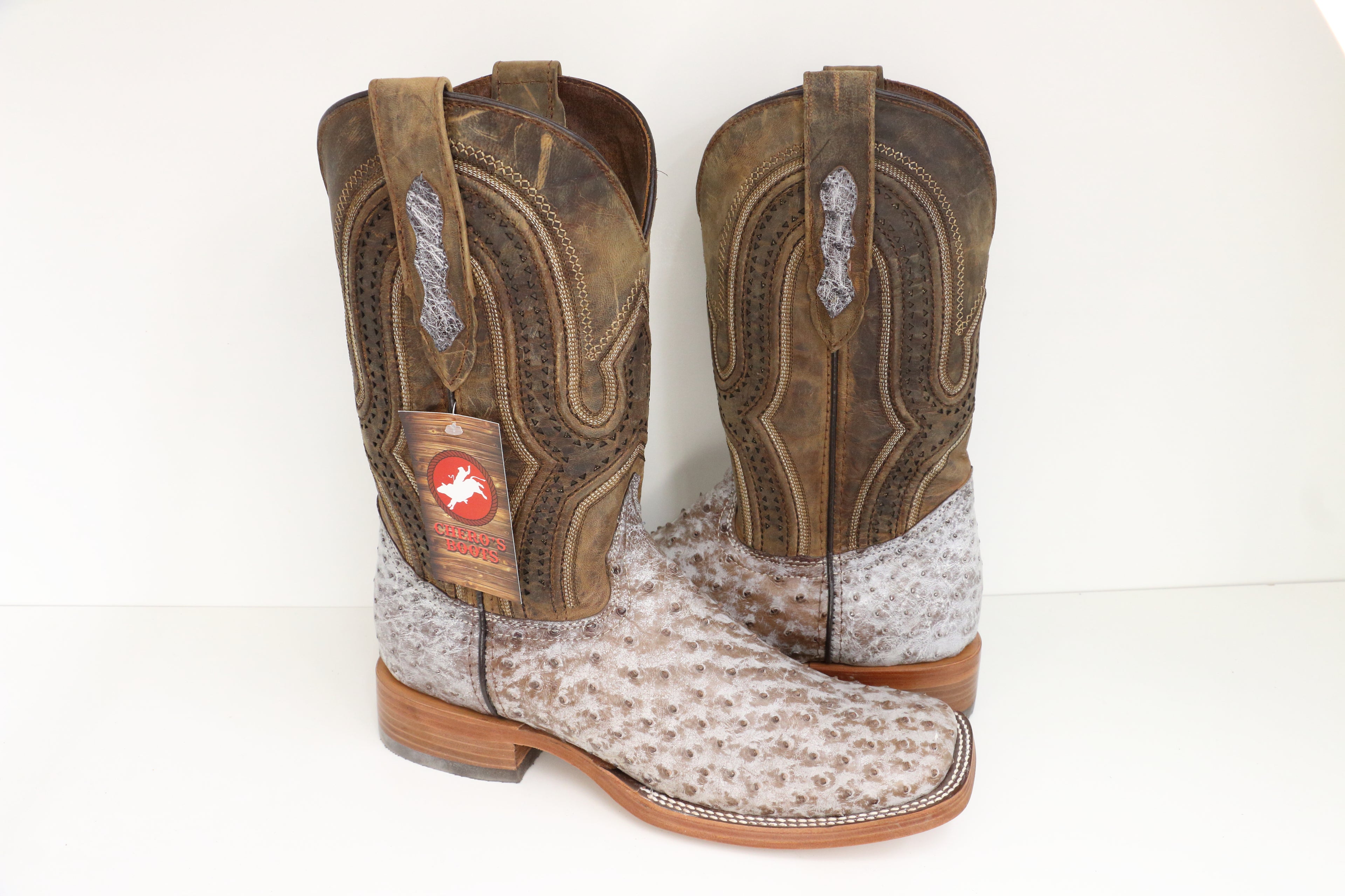 Chero's Premium Exotic Ostrich Nicotine Bone (Dark Sole)