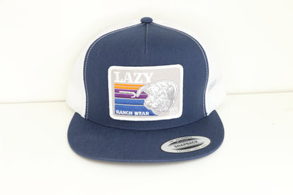Lazy J Ranch Wear Navy & White Sunset Retro Classic Five Panel Hat