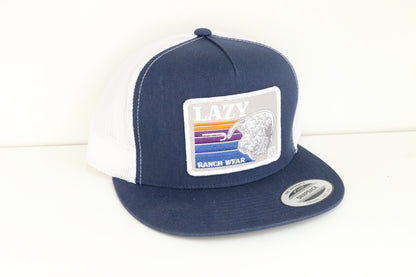 Lazy J Ranch Wear Navy & White Sunset Retro Classic Five Panel Hat