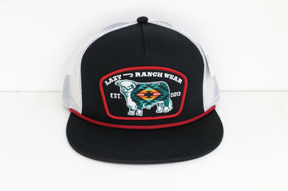 Lazy J Ranch Black & White Native Classic Rope Trucker Hat
