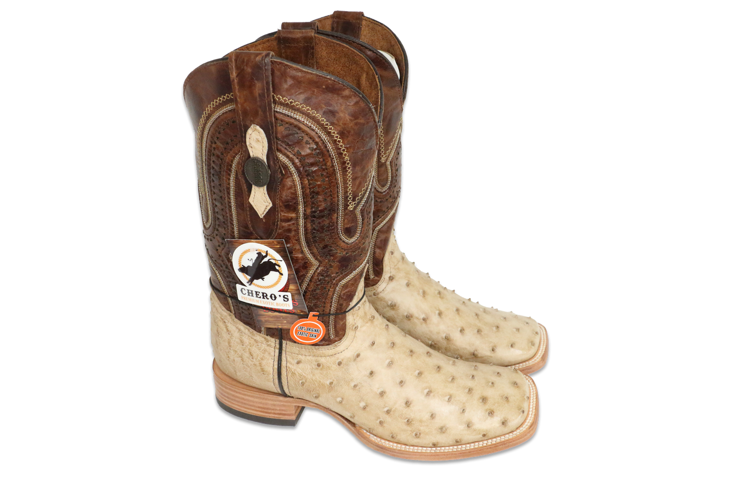 Chero's Premium Exotic Ostrich Vintage Sand