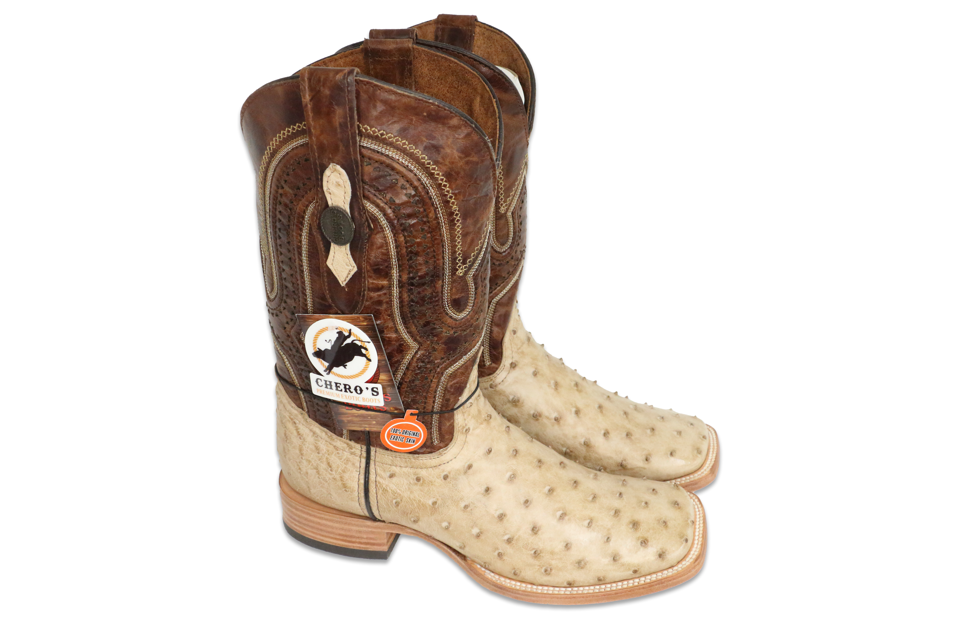 Chero's Premium Exotic Ostrich Vintage Sand